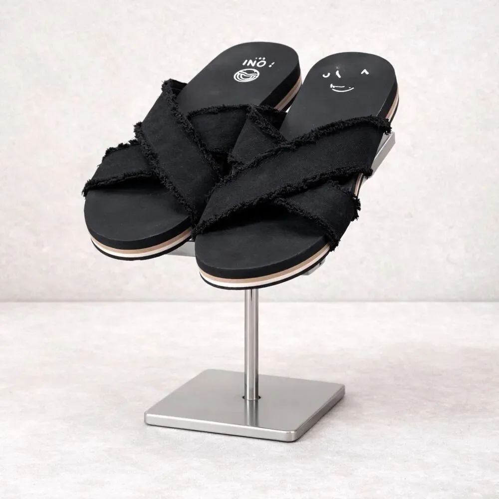 Vionic Women’s Panama Black Canvas Slide Sandals 6